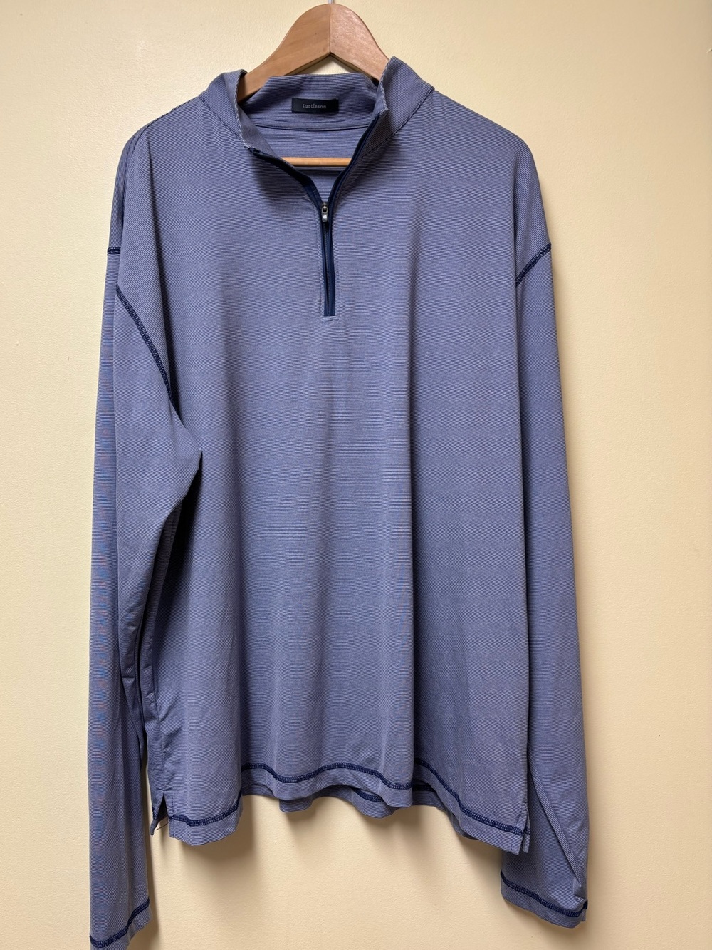 Turtleson Striped 1/4 Zip Golf Pullover Blue White XXL (Keyscripts Embroidery)